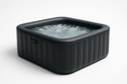 Jacuzzi gonflable carré en PVC 180x180x71 cm Noir