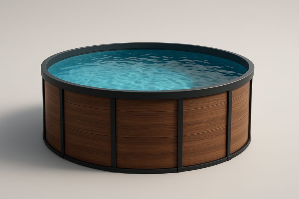 Piscine hors-sol ronde en acier et bois massif