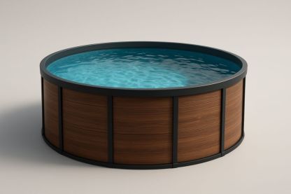 Piscine hors-sol ronde en acier et bois massif