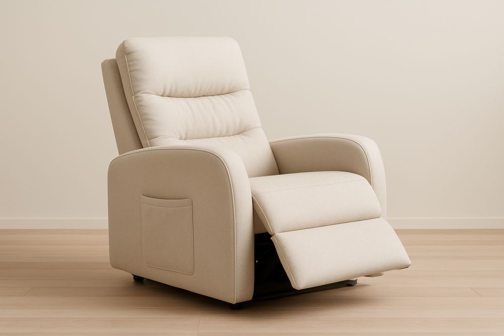 Fauteuil de massage inclinable en tissu polyuréthane beige