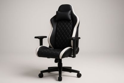 Chaise gamer en cuir synthétique noir et blanc réglable