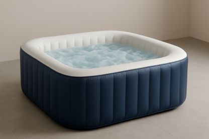 Spa gonflable carré en PVC 185x185×65 cm, bleu et blanc