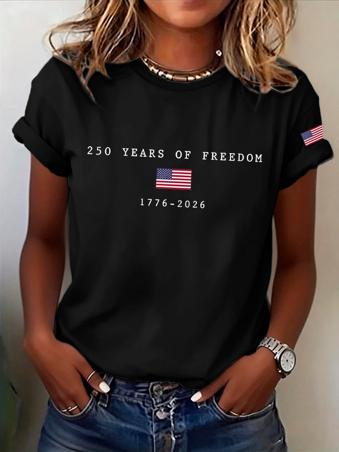 Women's America Flag Print T-shirt