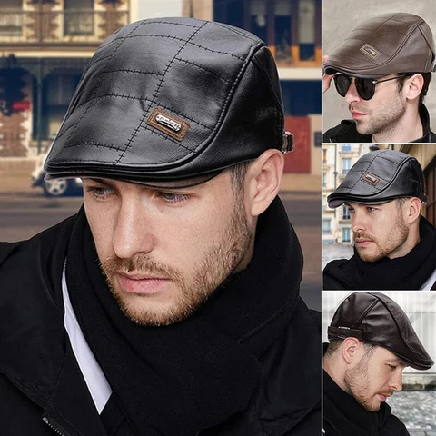 🎩🧢Vegan Leather Flat Cap | COLUMBUS