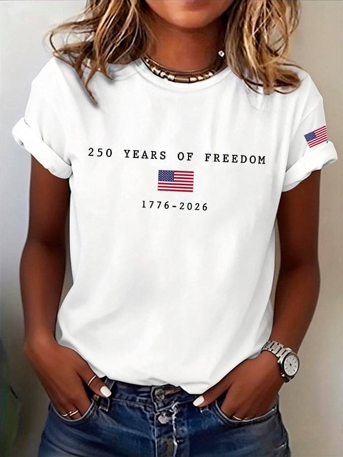Women's America Flag Print T-shirt