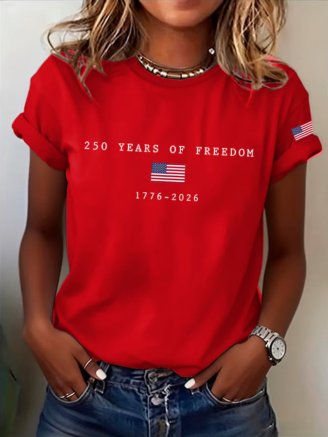 Women's America Flag Print T-shirt