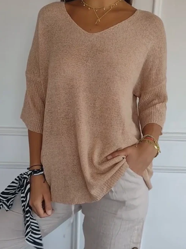 Full Size Relaxed Fit Ribbed Hem Sweater Plus Size