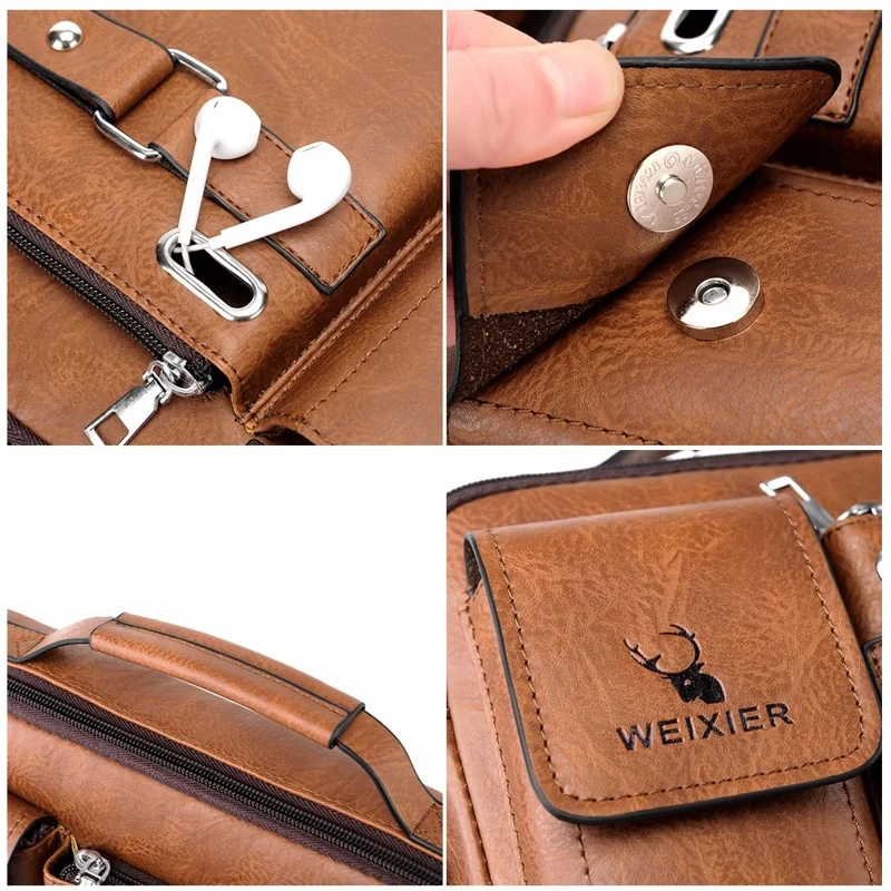 ❤️ Leather Crossbody Shoulder Bag for Men | Multiple Compartments, High Capacity