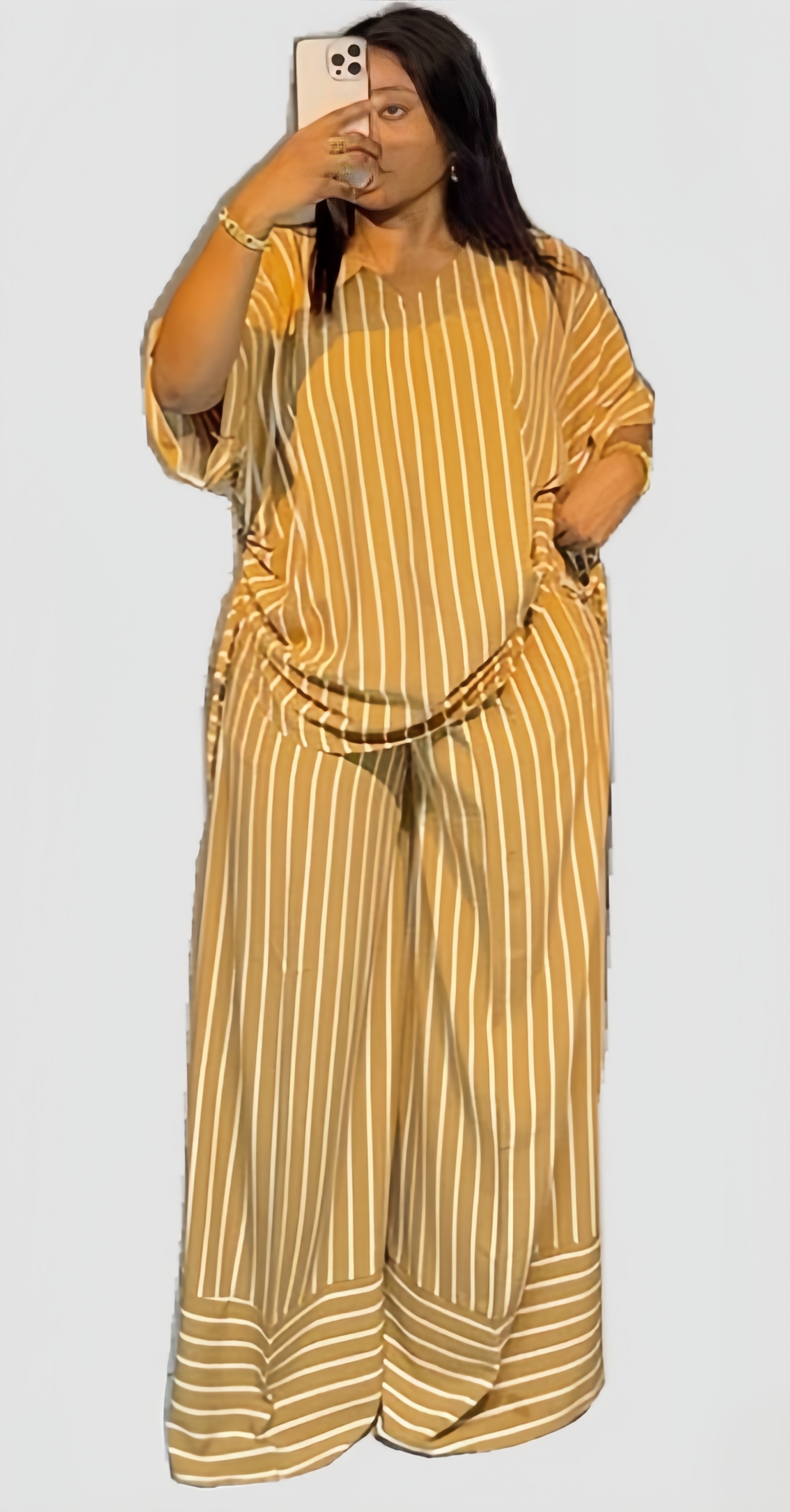 Casual Stripe Draw String V Neck Short Sleeve Two Pieces