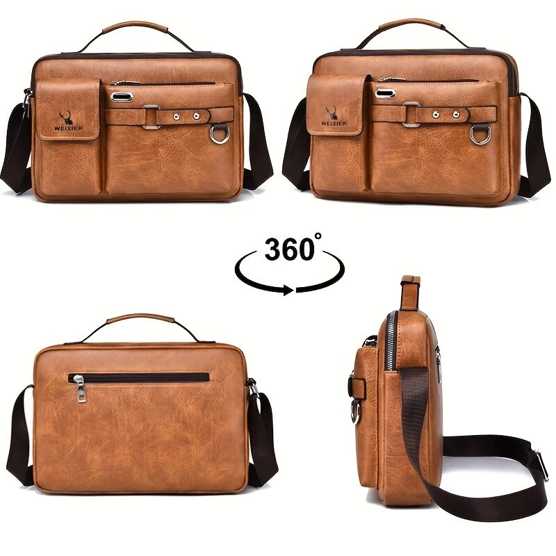 ❤️ Leather Crossbody Shoulder Bag for Men | Multiple Compartments, High Capacity