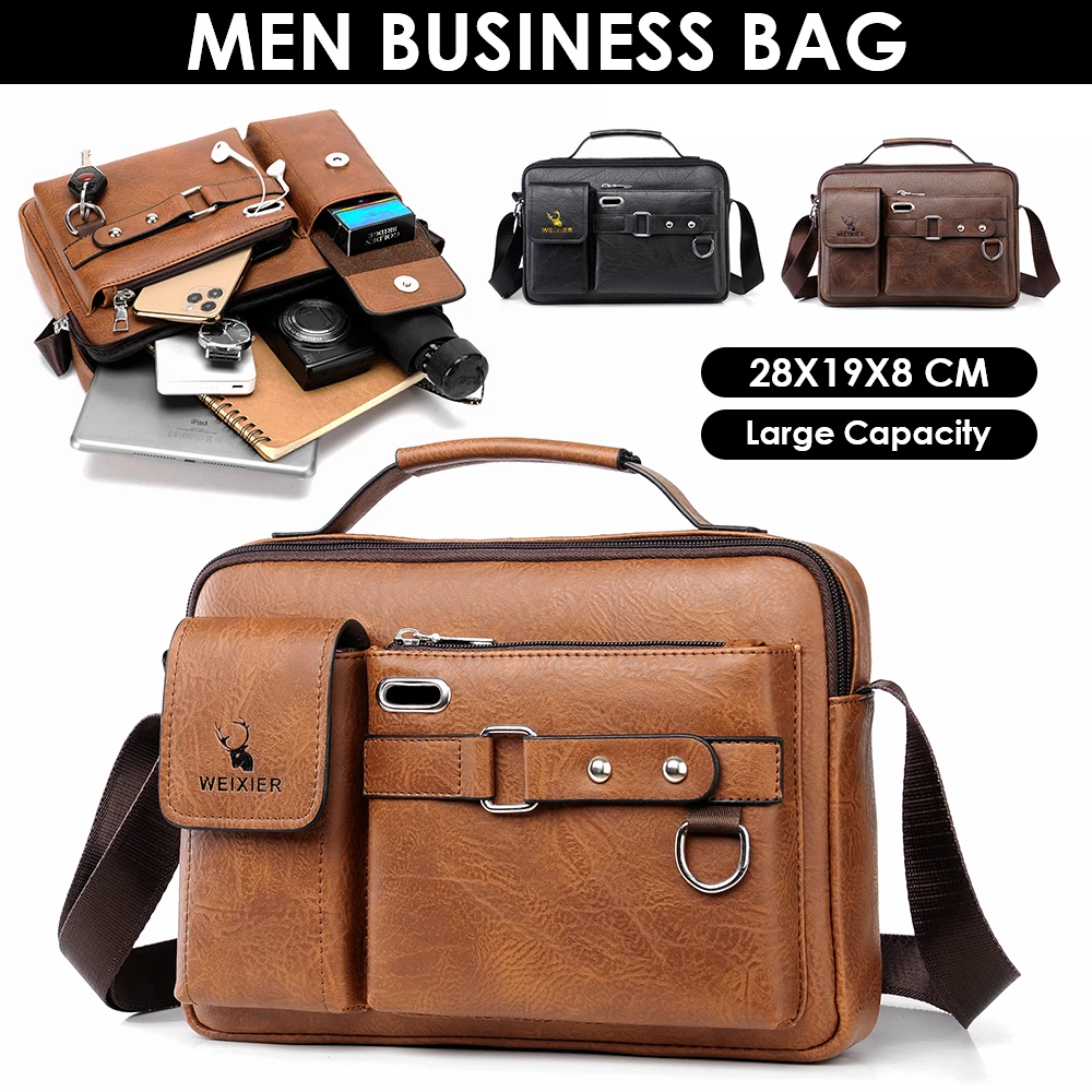 ❤️ Leather Crossbody Shoulder Bag for Men | Multiple Compartments, High Capacity