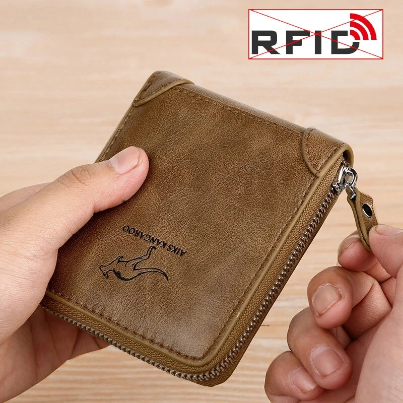 ❤️Men's anti-theft business casual leather zipper wallet