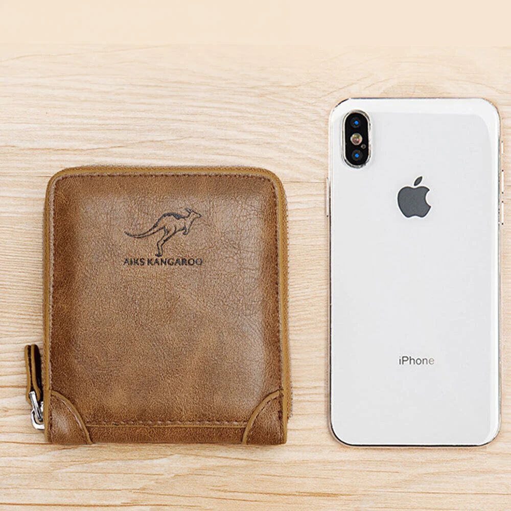 ❤️Men's anti-theft business casual leather zipper wallet