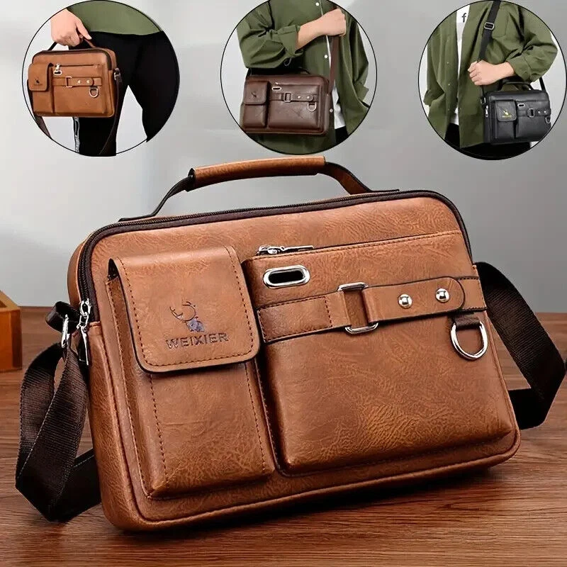 ❤️ Leather Crossbody Shoulder Bag for Men | Multiple Compartments, High Capacity