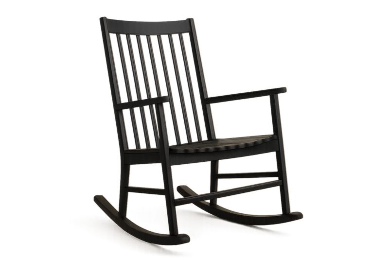 Chaise berçante noire en bois massif