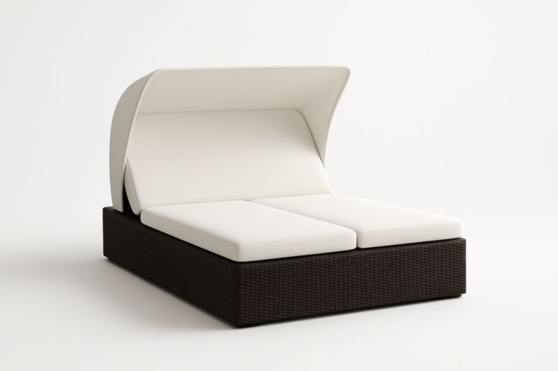 Lit de jardin en résine avec canopy blanc et marron