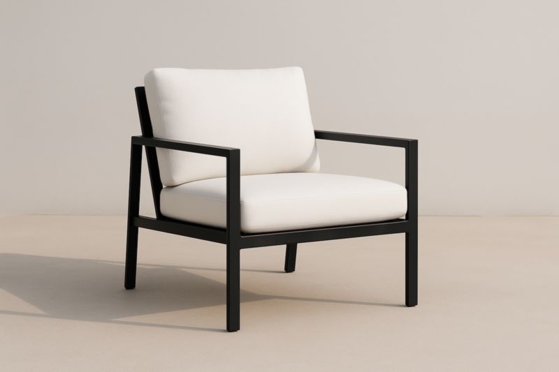 Fauteuil en Aluminium avec Coussins Blancs