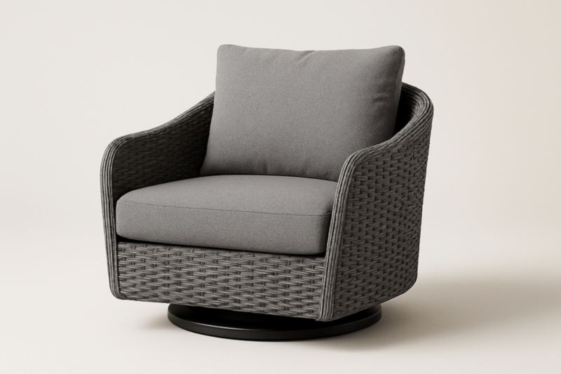 Fauteuil pivotant en rotin synthétique gris