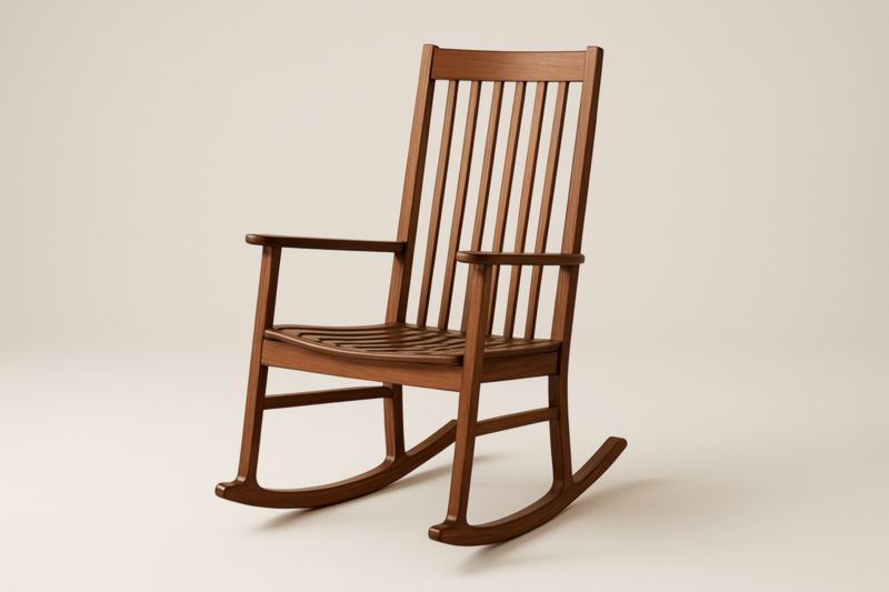 Chaise à Bascule en Bois Massif Marron