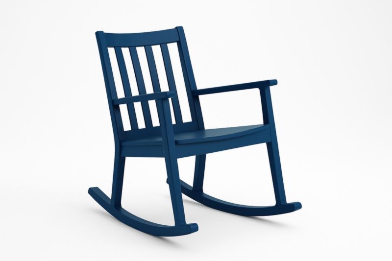 Chaise berçante en bois bleu