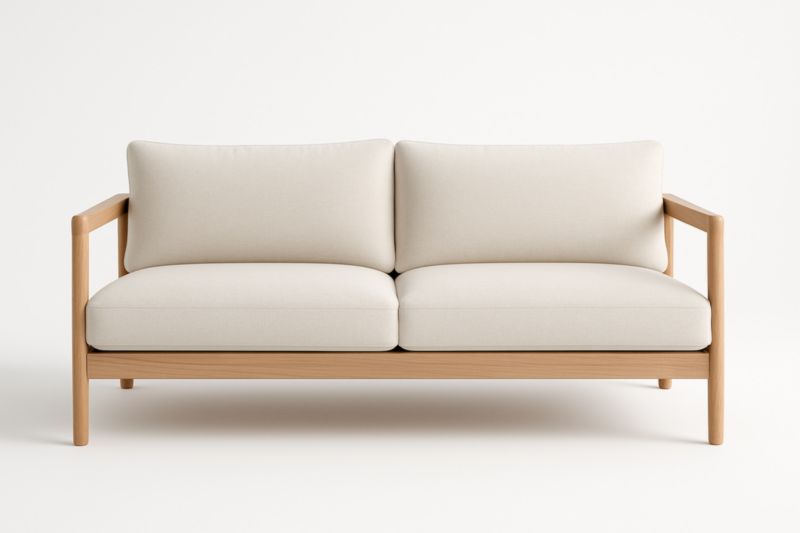 Canapé 2 Places Bois Lin Crème