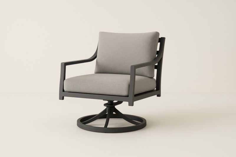 Fauteuil pivotant extérieur aluminium tissu polyester gris