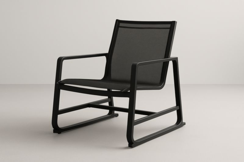 Fauteuil à bascule extérieur en aluminium et textilène noir