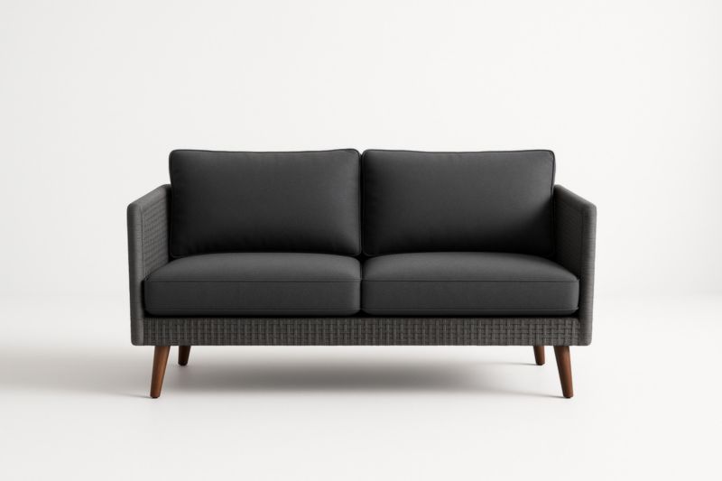 Canapé en Tissu Gris Anthracite avec Pieds en Bois