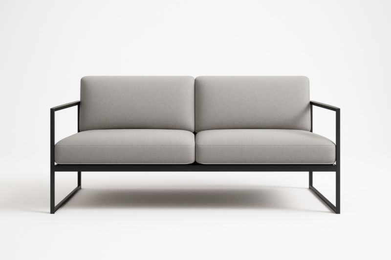 Canapé 2 Places Métal Tissu Gris