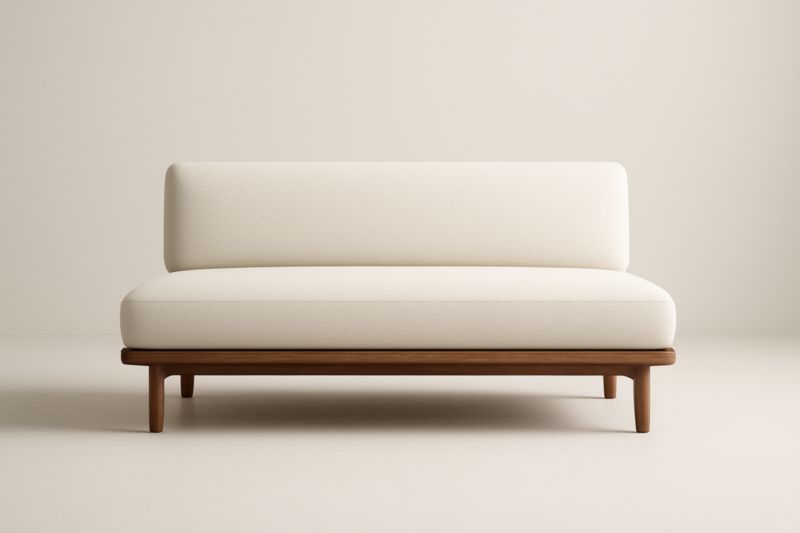 Canapé deux places en bois et coton Beige