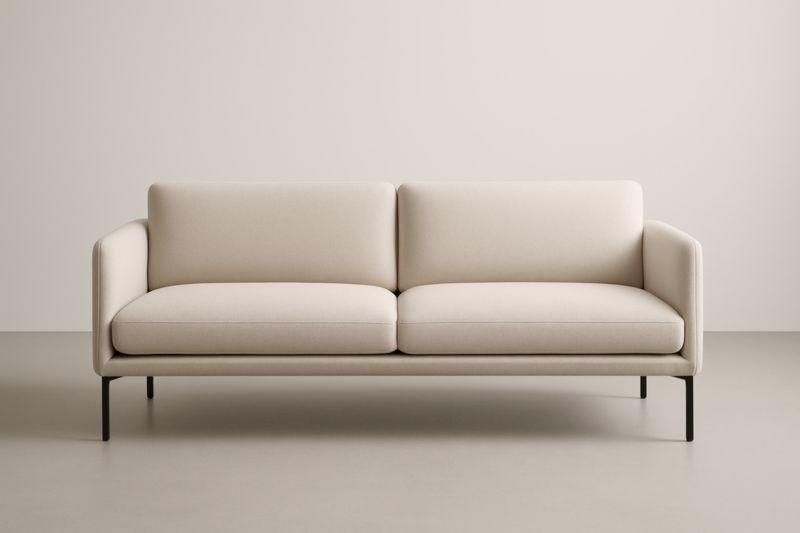 Canapé trois places tissu beige métal