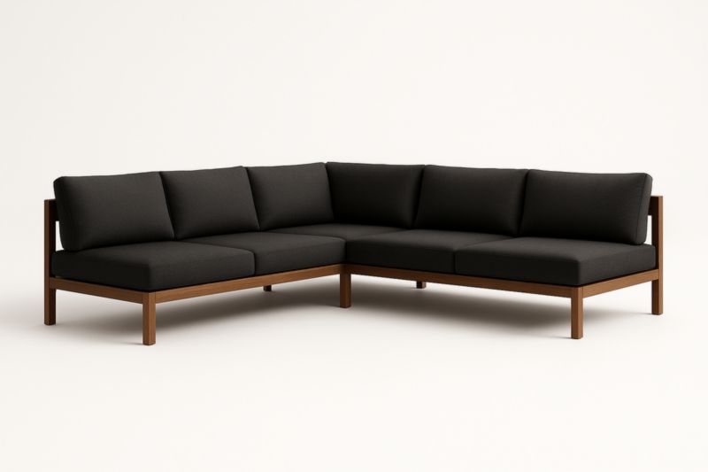 Canapé d'angle modulaire noir cadre bois 300x300x85 cm