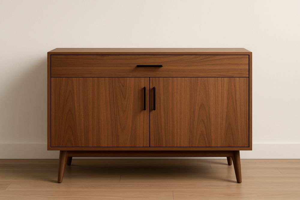 Armoire de rangement en bois de noyer avec portes et tiroir 80x40x70cm(l×P×H)