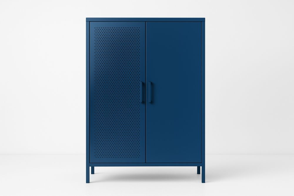 Armoire de rangement en acier bleu, 2 portes, 180 cm