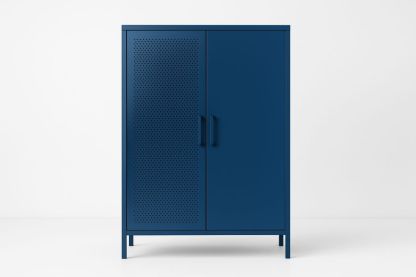 Armoire de rangement en acier bleu, 2 portes, 180 cm