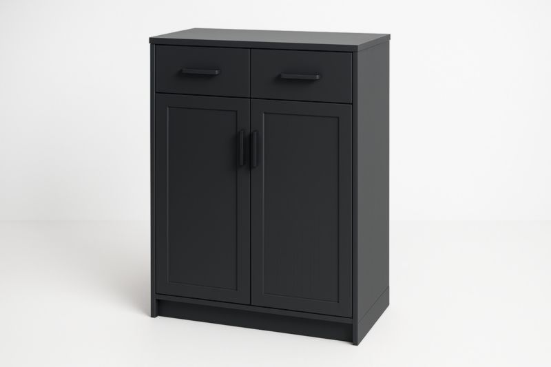 Armoire de rangement en bois MDF noir 90x80x40 cm