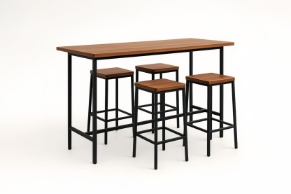 Ensemble Table et Tabourets en Bois et Métal Marron/Noir