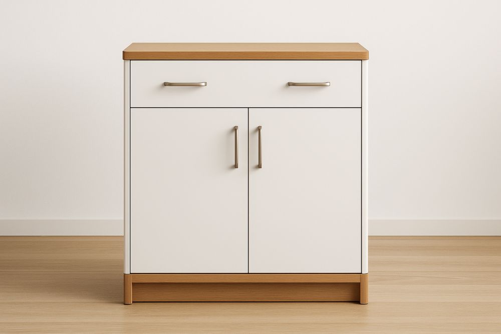 Buffet en bois MDF blanc 2 portes 1 tiroir