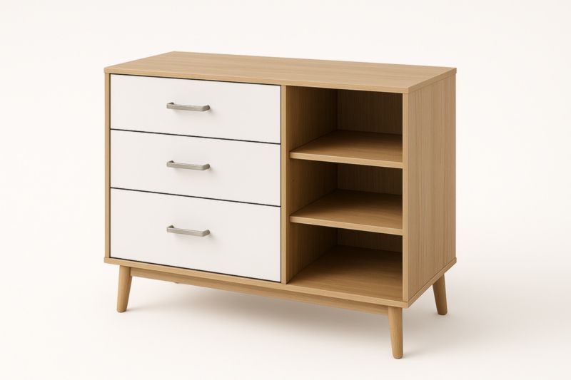 Commode en MDF avec tiroirs et étagères