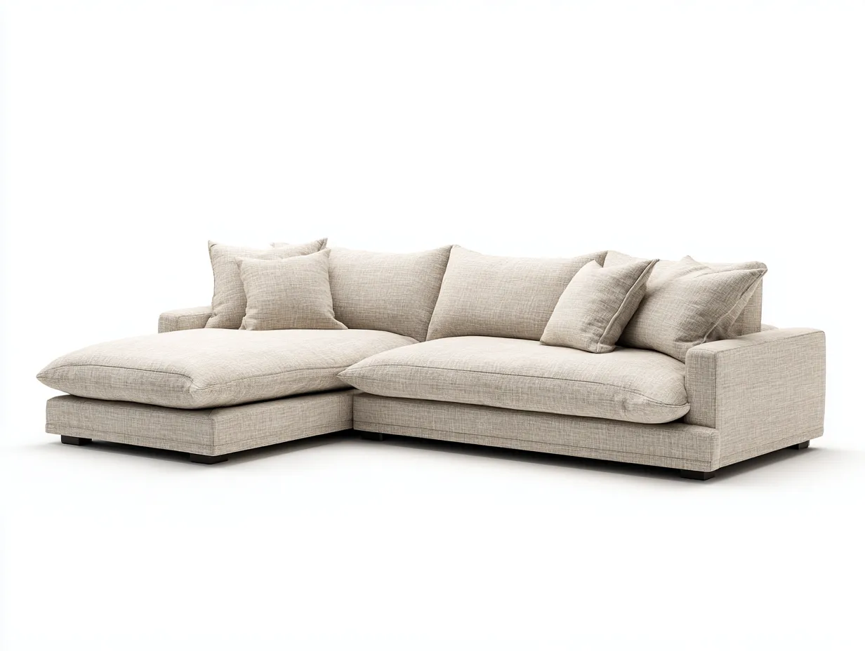 Sofá esquinero de tela 273x168x88 cm - beige - para salón - diseño moderno