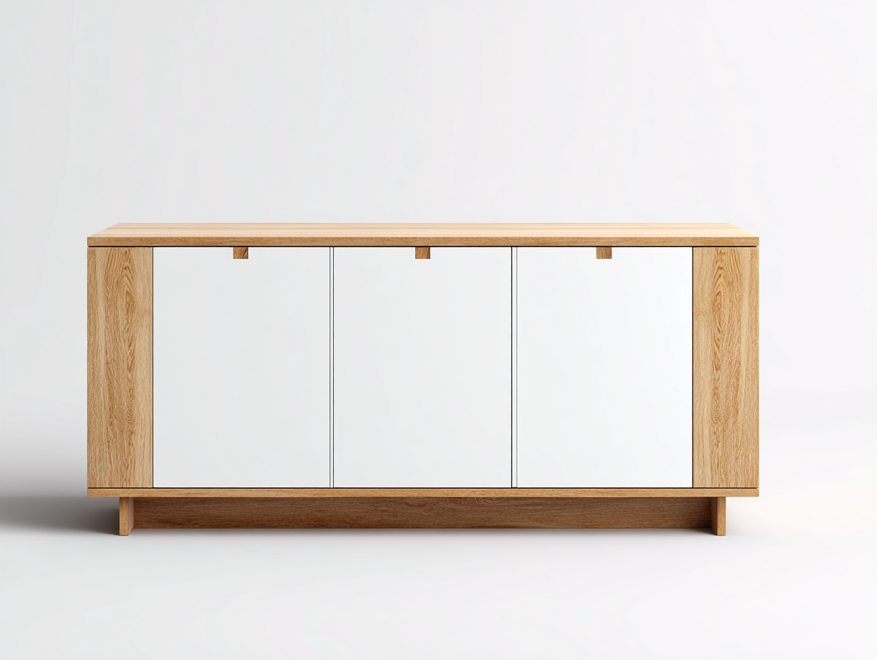 Aparador de madera 120x40x80 cm - roble/blanco - para comedor - diseño moderno