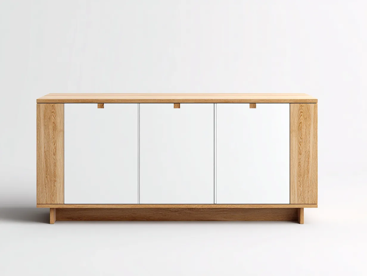 Aparador de madera 120x40x80 cm - roble/blanco - para comedor - diseño moderno