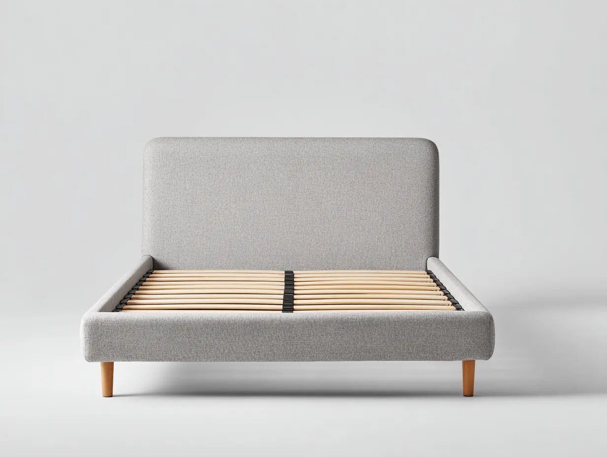 Cama doble tapizada 200x160x100 cm - gris claro - para dormitorio - diseño moderno