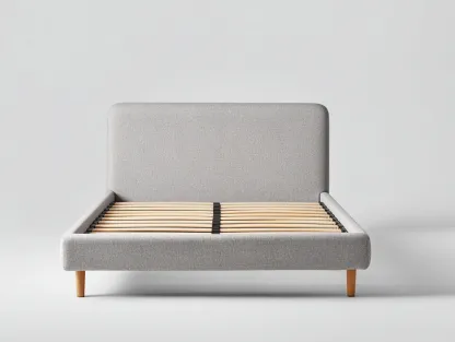 Cama doble tapizada 200x160x100 cm - gris claro - para dormitorio - diseño moderno