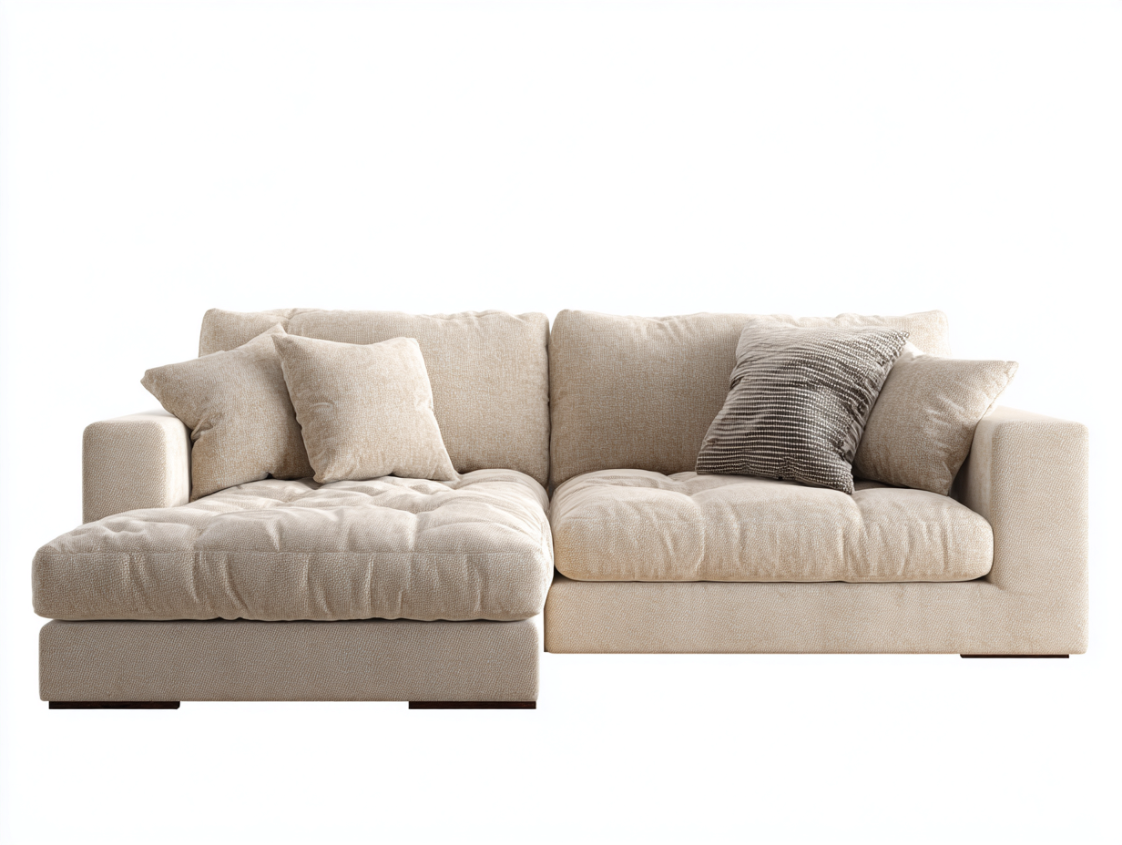 Sofá esquinero de tela - beige - 275x165x83 cm - estilo moderno