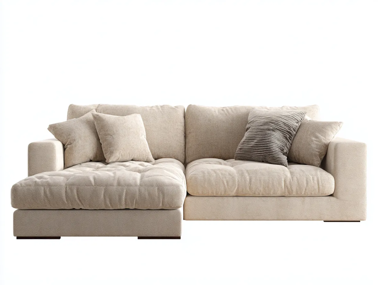 Sofá esquinero de tela - beige - 275x165x83 cm - estilo moderno