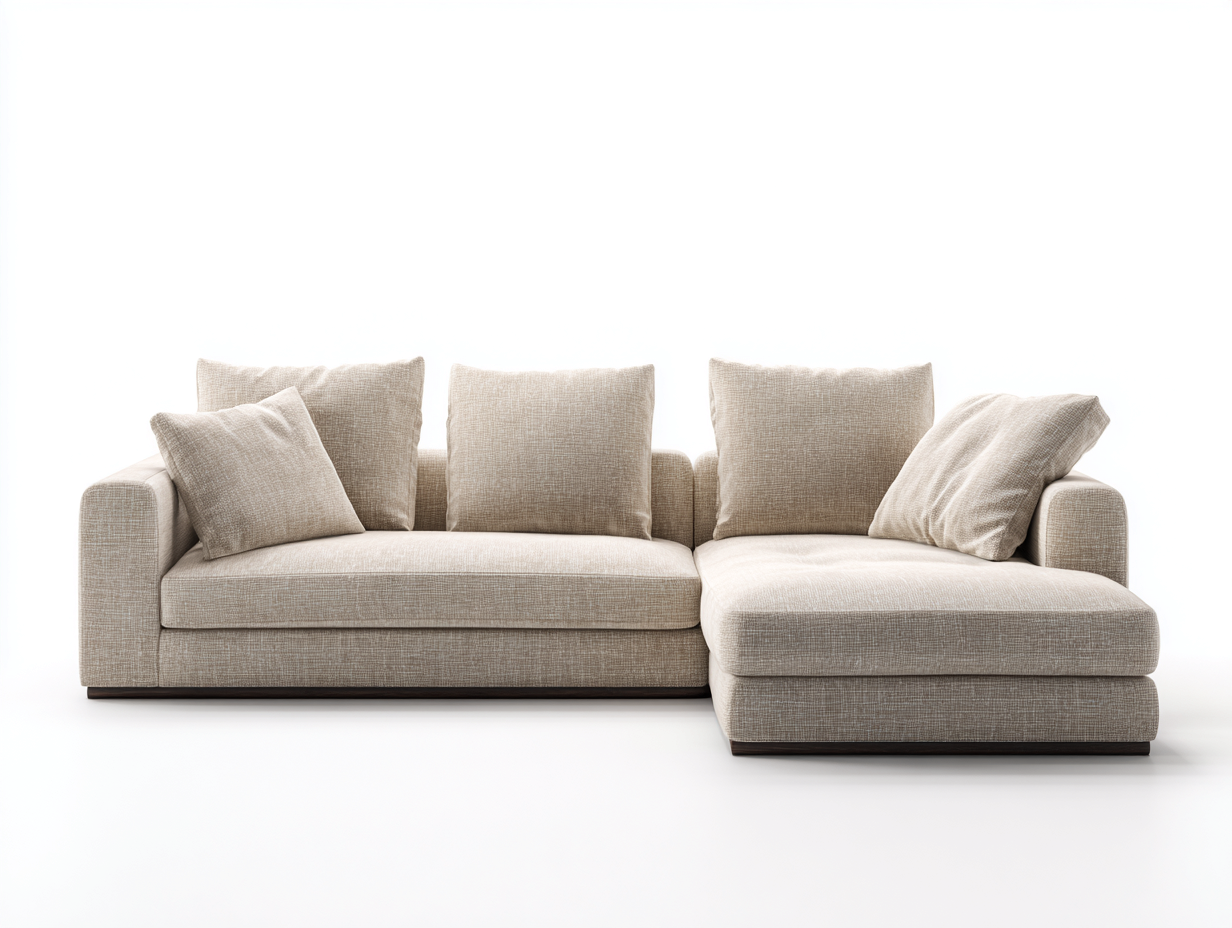 Sofá esquinero de tela 273x168x88 cm - beige - para salón - diseño moderno