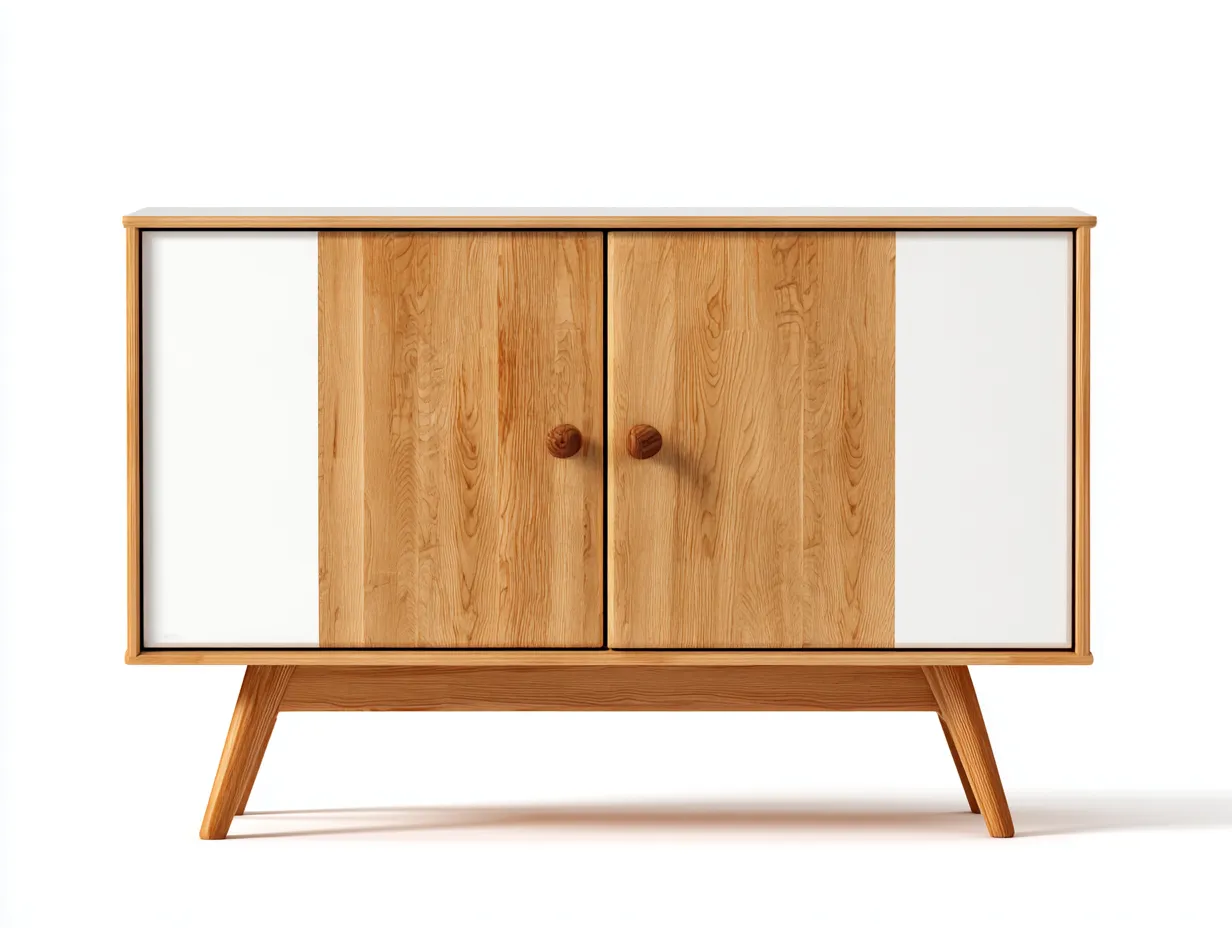 Aparador de madera 110x40x85 cm - roble/blanco - para comedor - diseño moderno