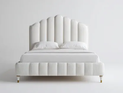 Cama doble tapizada 200x160x135 cm - blanco - para dormitorio - diseño elegante