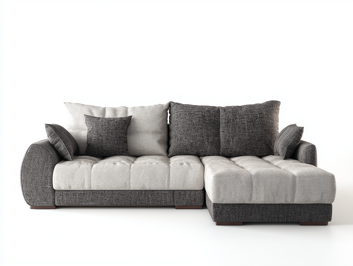 Sofá rinconera tapizado 285x165x90cm - gris claro/gris oscuro - para salón - diseño contemporáneo